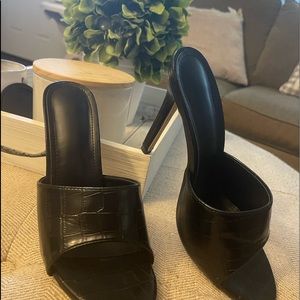 Black high heel sandals